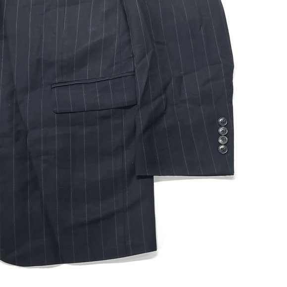 Jos A Bank Suit Jacket Mens 39R Wool Travelers Blue Striped - Picture 2 of 9